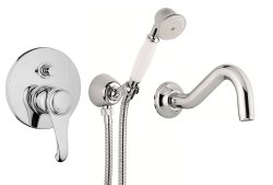 Zestaw natryskowy podtynkowy Retro ze słuchawką prysznicową i wylewką Emmevi Tiffany TIF015ZWWCR chrom połysk