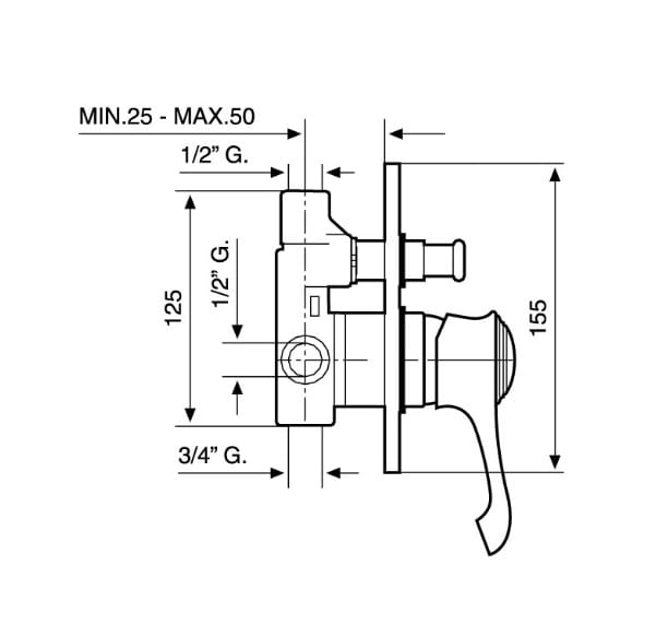 Bateria prysznicowa 2-drożna Emmevi Tiffany 6019