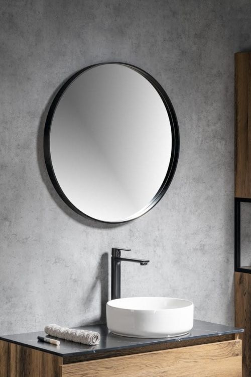 NOTION okrągłe lustro w ramie, ø 80cm, czarny mat