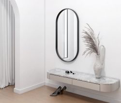 AVONA lustro owalne w ramie 50x100cm, czarny mat