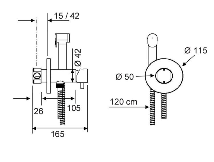 Bateria bidetowa podtynkowa Daniel TX6454DC.15 czarny mat
