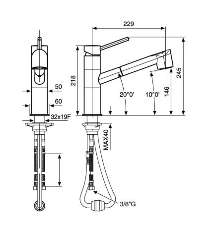 Przejdź do produktu Bateria zlewozmywakowa stojąca 22 cm Emmevi 45065CR chrom