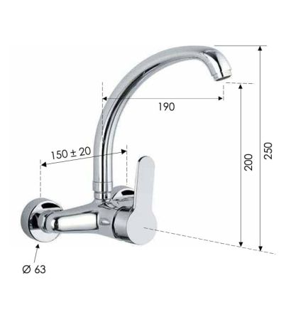 Przejdź do produktu Bateria zlewozmywakowa ścienna Remer WR633CR chrom