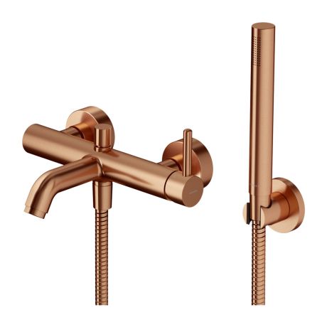Przejdź do produktu Bateria wannowa ścienna ze słuchawką prysznicową Omnires Y1231CPB miedź szczotkowana