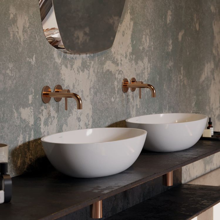 Biała umywalka nablatowa 60x35 cm Omnires SHELL M+ SHELLUNBP