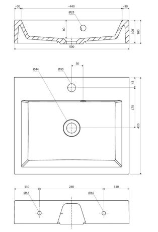 Przejdź do produktu Biała umywalka nablatowa 50x42 cm Omnires THASOS M+ THASOS500ZPBP biały połysk
