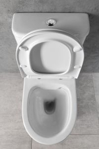 DARIO RIMLESS WC miska combi bez końcówki ze zbiornikiem, odpływ dolny/tylny + deska, biały