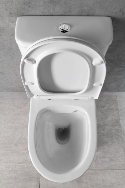 DARIO RIMLESS WC miska combi bez końcówki ze zbiornikiem, odpływ dolny/tylny + deska, biały