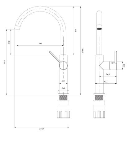 Przejdź do produktu Bateria kuchenna 39 cm Omnires BEND BE6455CP miedziany