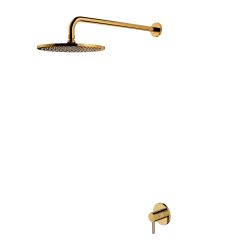 Zestaw prysznicowy podtynkowy z okrągłą deszczownicą 25 cm i baterią prysznicową Omnires SYSY36GL złoty