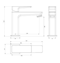 Bateria umywalkowa stojąca 15 cm Omnires PARMA PM7410BL nikiel