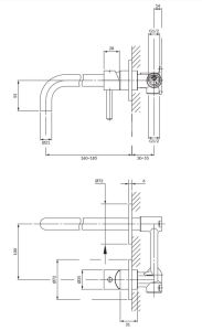 Bateria umywalkowa podtynkowa 2-otworowa miedziana Omnires Y1215HCPB