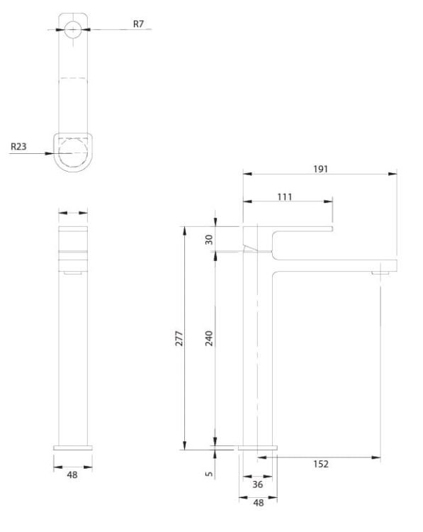 Bateria umywalkowa wysoka 28 cm Omnires Baretti BA7812