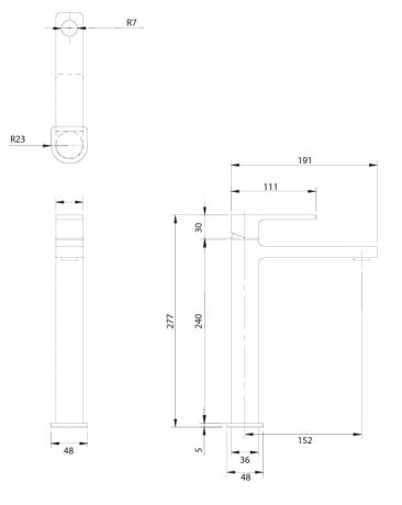 Przejdź do produktu Bateria umywalkowa wysoka 28 cm Omnires Baretti BA7812CR chrom
