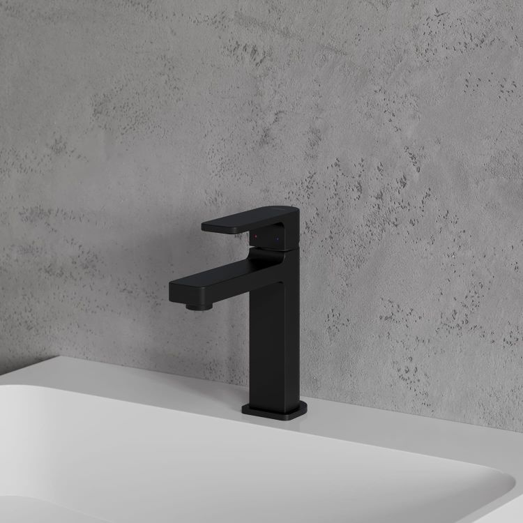Bateria umywalkowa stojąca 15 cm Omnires Baretti BA7810BL czarny mat