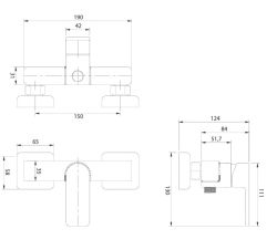 Bateria prysznicowa ścienna Omnires Baretti BA7840
