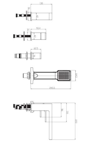 Przejdź do produktu Bateria wannowa 4-otworowa stojąca Omnires Baretti BA7832BL czarny mat