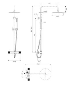 System prysznicowy termostatyczny Omnires Contour CT8044CR chrom