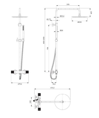 Przejdź do produktu System prysznicowy termostatyczny Omnires Contour CT8044CR chrom