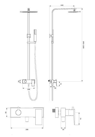 Przejdź do produktu System prysznicowy natynkowy Omnires PARMA PM7444CR chrom