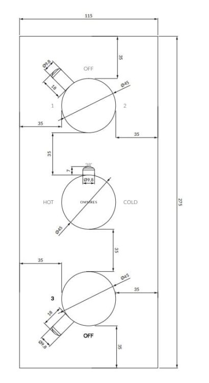 Bateria prysznicowa termostatyczna 12x28 cm Omnires Y1238/KRO