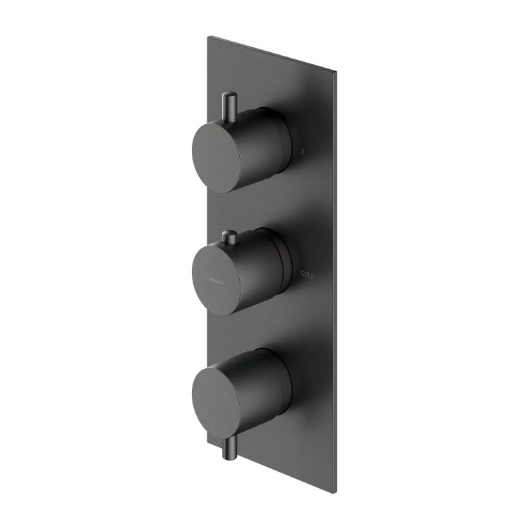 Bateria prysznicowa termostatyczna 3-drożna 12x28 cm Omnires Y1238/KROGR grafit