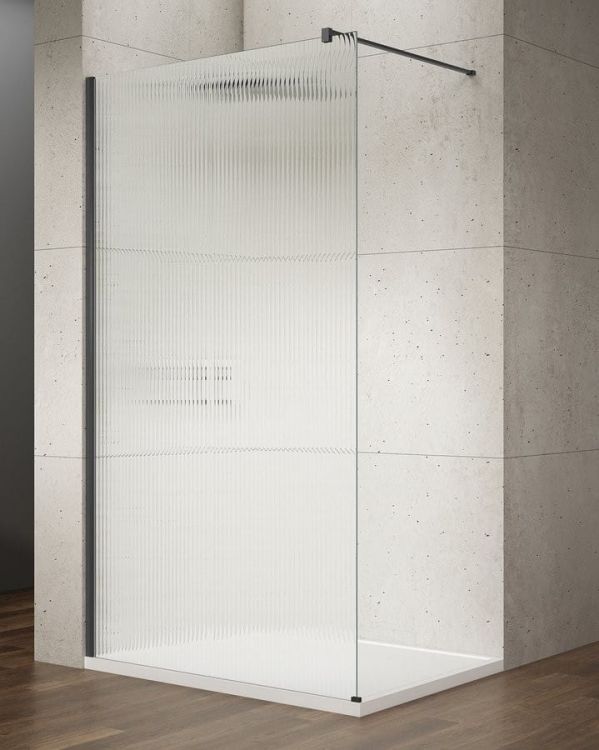 VARIO BLACK jednoczęściowa kabina prysznicowa Walk-In, montaż przy ścianie, szkło nordic, 1100 mm