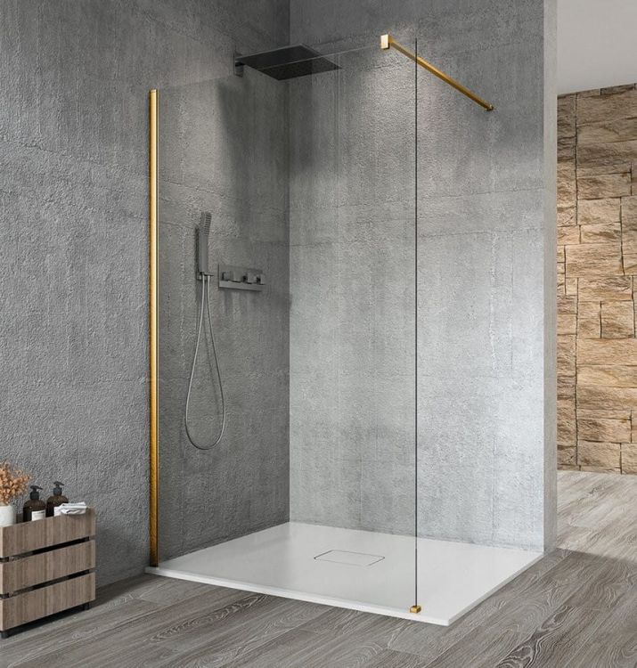 VARIO GOLD MATT jednoczęściowa kabina przysznicowa Walk-In, montaż przy ścianie, szkło czyste, 800 mm