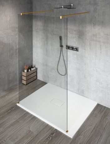 Przejdź do produktu VARIO GOLD MATT jednoczęściowa kabina przysznicowa Walk-In, szkło czyste, 800 mm