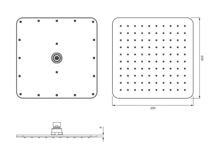 Deszczownica 25x25 cm Omnires SLIMLINE WG225/O