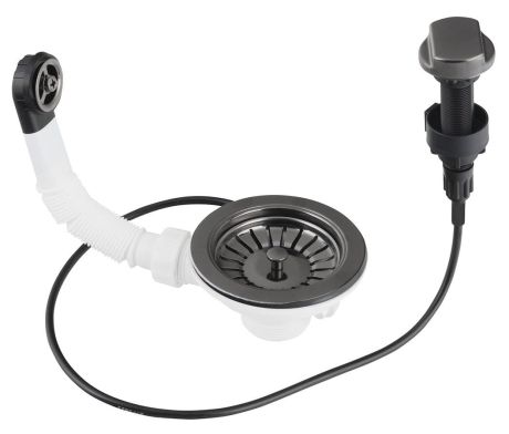 Przejdź do produktu Spustowe stal nierdzewna zlewozmywakowe 6/4" z przelewem i regulacją, gun metal