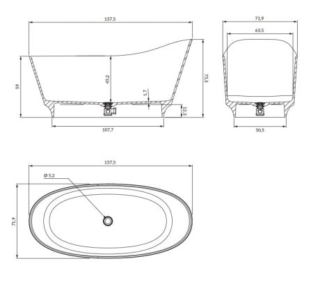 Przejdź do produktu Biała wanna wolnostojąca 158x72 cm Omnires NEO M+ NEO158SWWBP