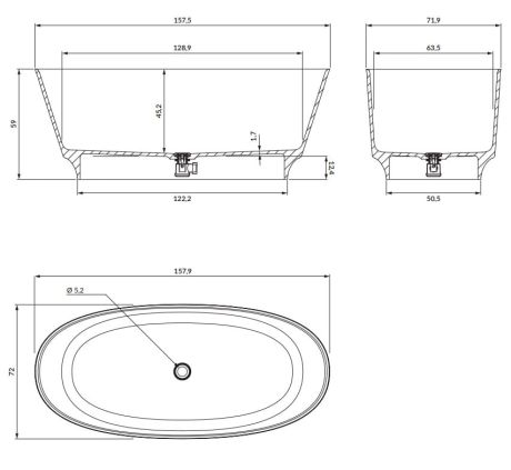 Przejdź do produktu Biała wanna wolnostojąca 158x72 cm Omnires NEO M+ NEO158WWBP