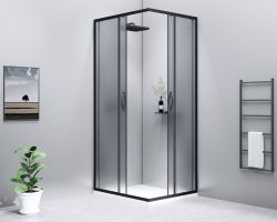 SIGMA SIMPLY BLACK kabina prysznicowa 1000x1000 mm, wejście z rogu, Brick szkło