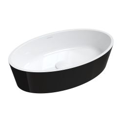 Umywalka nablatowa 50x30 cm Omnires BARI M+ BARI500UNBCP czarny połysk