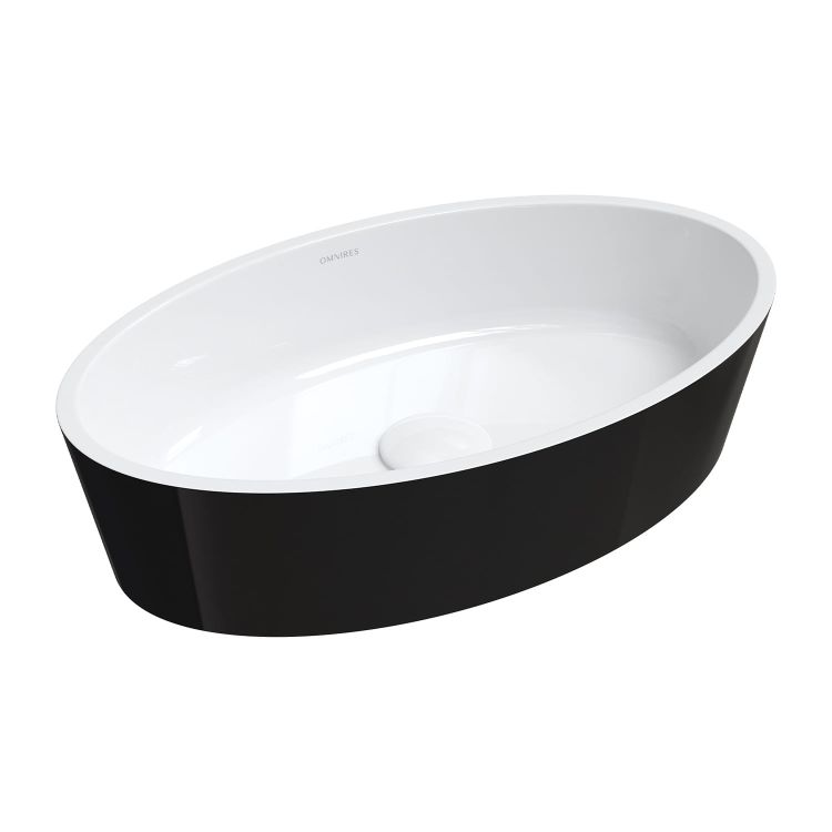 Umywalka nablatowa 50x30 cm Omnires BARI M+ BARI500UNBCP czarny połysk