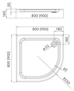 Brodzik prysznicowy półokrągły 90x90 cm Omnires Invest Project INVESTPROJECT90