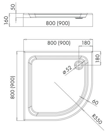 Przejdź do produktu Brodzik prysznicowy półokrągły 90x90 cm Omnires Invest Project INVESTPROJECT90BP biały