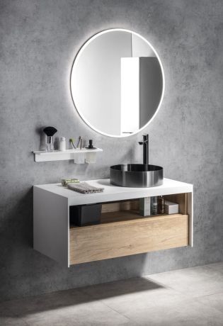 Przejdź do produktu Zestaw łazienkowy VIERA 100, dąb Alabama / biały mat