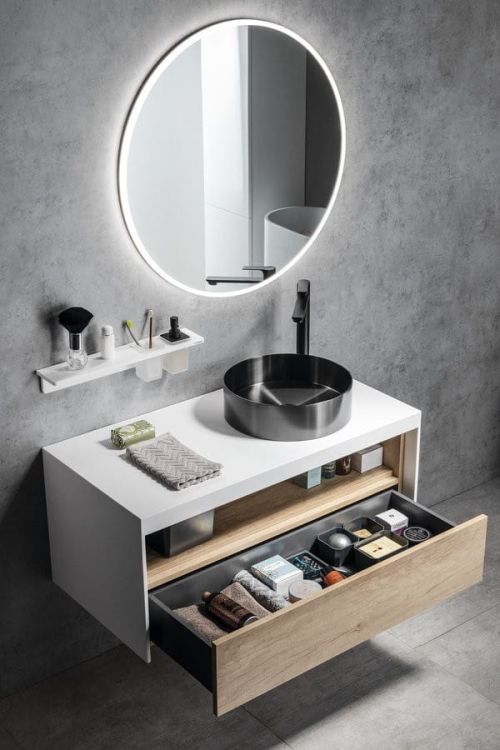 Zestaw łazienkowy VIERA 100, dąb Alabama / biały mat