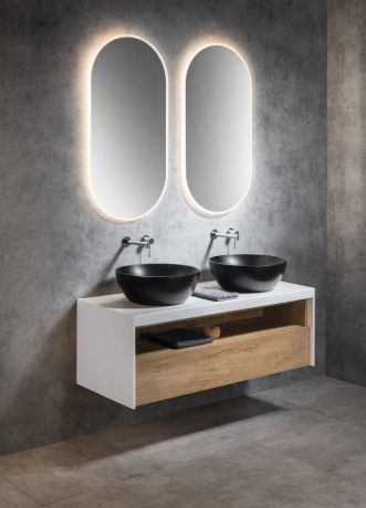 Przejdź do produktu Zestaw łazienkowy VIERA 120, dąb Alabama / biały mat