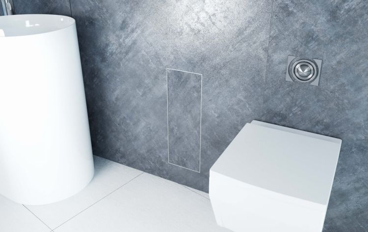 Do zabudowy kaflami schowek podtynkowy WC do szczotki MCJ stal nierdzewna kołnierz typu Zero Z.PWAT WC 450