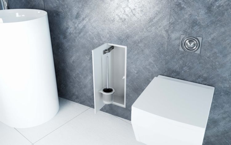 Do zabudowy kaflami schowek podtynkowy WC do szczotki MCJ stal nierdzewna kołnierz typu Zero Z.PWAT WC 450