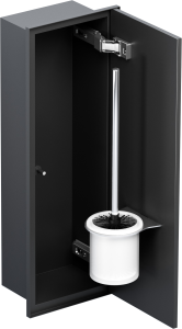 Do zabudowy kaflami schowek podtynkowy WC do szczotki 18x45x15 cm MCJ stal nierdzewna lakierowana na czarno kołnierz typu Zero Z.PWAT WC LBL 450