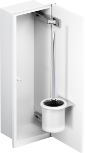 Do zabudowy kaflami schowek podtynkowy WC do szczotki 18x45x15 cm MCJ stal nierdzewna lakierowana na biało kołnierz typu Zero Z.PWAT WC LWH 450