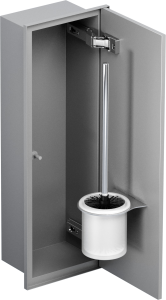 Do zabudowy kaflami schowek podtynkowy WC do szczotki 18x45x15 cm MCJ stal nierdzewna lakierowana na szaro kołnierz typu Zero Z.PWAT WC LGR 450