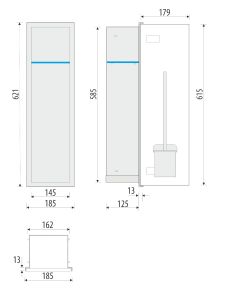 Do zabudowy kaflami schowek podtynkowy WC do szczotki i papieru toaletowego 18x60x15 cm MCJ stal nierdzewna kołnierz typu Zero Z.PWAT WC 600