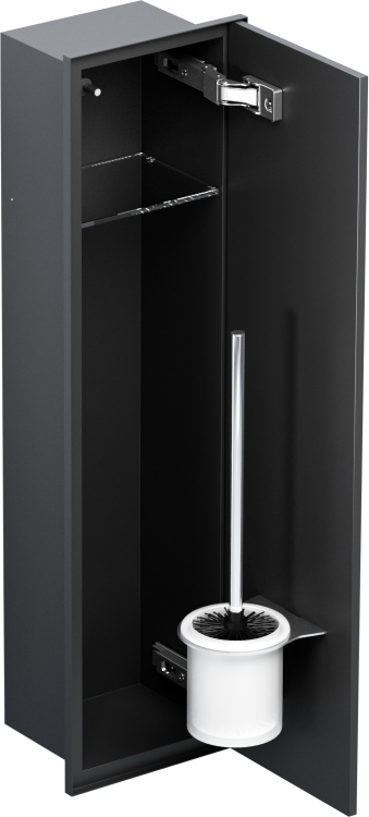 Do zabudowy kaflami schowek podtynkowy WC do szczotki i papieru toaletowego 18x60x15 cm MCJ stal nierdzewna lakierowana na czarno kołnierz typu Zero Z.PWAT WC LBL 60