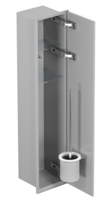 Do zabudowy kaflami schowek podtynkowy WC do szczotki i papieru toaletowego 18x80x15 cm MCJ stal nierdzewna lakierowana na szaro kołnierz typu Zero Z.PWAT WC LGR 800