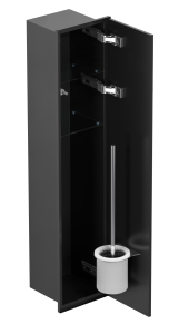 Do zabudowy kaflami schowek podtynkowy WC do szczotki i papieru toaletowego 18x80x15 cm MCJ stal nierdzewna lakierowana na czarno kołnierz typu Zero Z.PWAT WC LBL 800